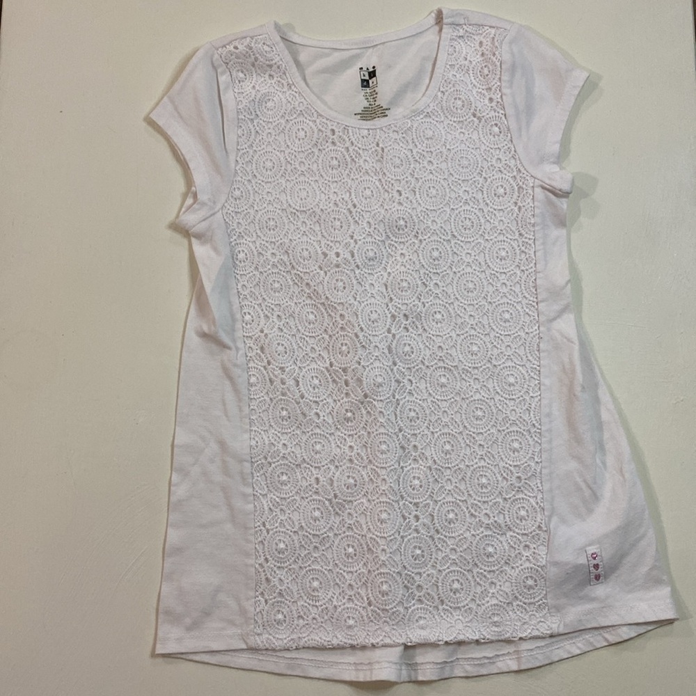 💟White Lace Tee girls size 7 back to school spring summer fall winter autumn